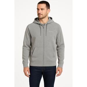 Eddie Bauer Jacket Mens Size Medium Grey Hooded Zip Up Eddie Bauer Logo Sporty‎